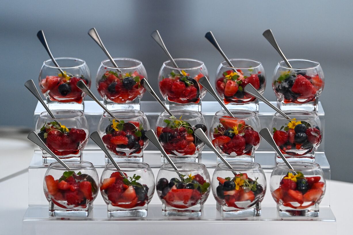 food in glasses